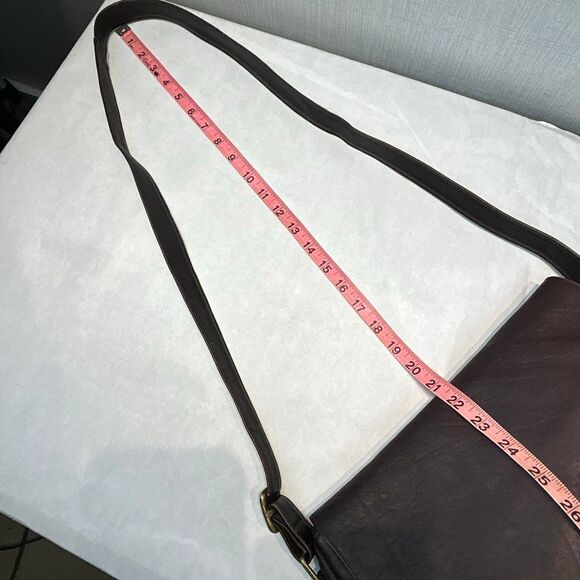 GH Bass Leather Purse Messenger Bag Brown Adjustable Shoulder Strap - Picture 11 of 14
